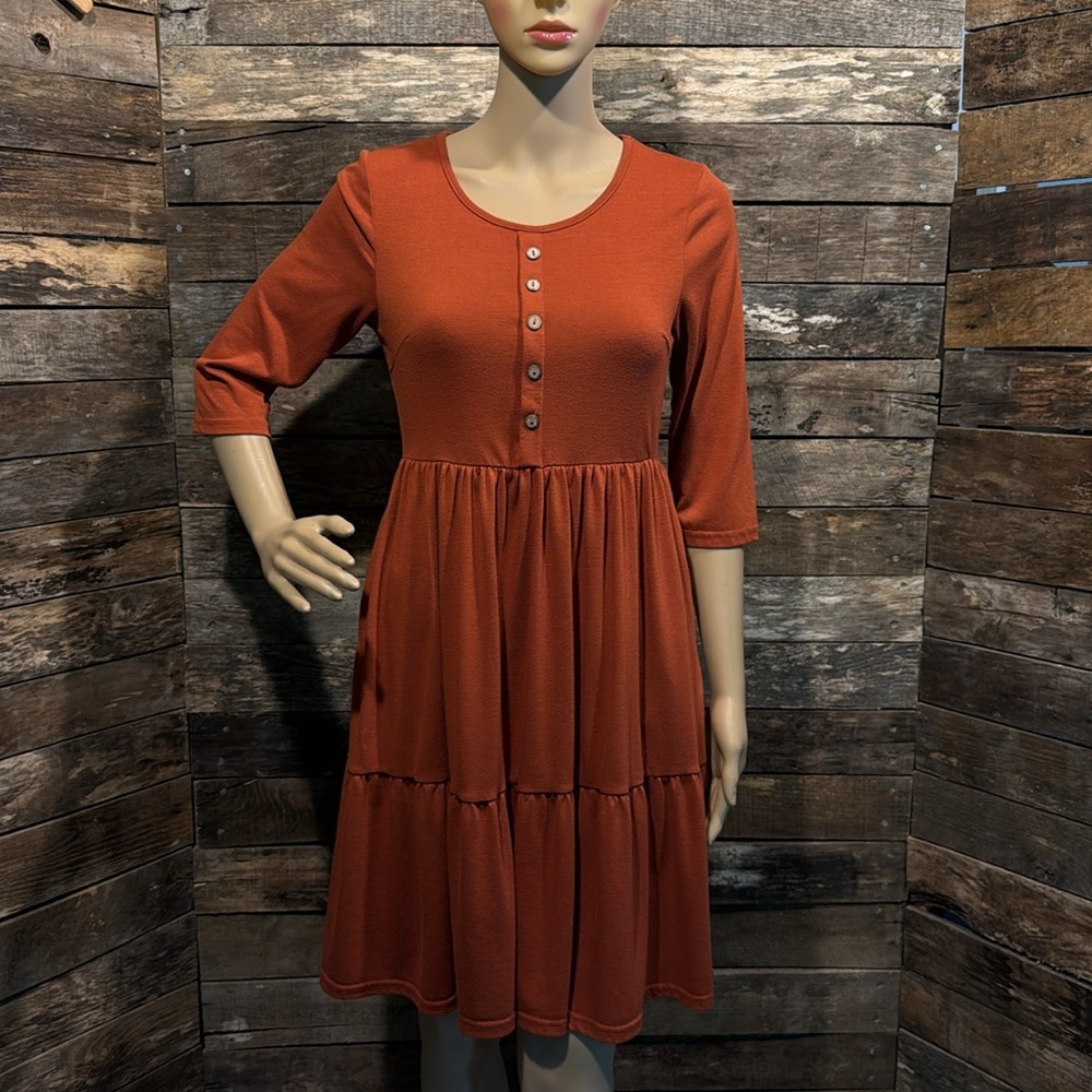 💰BOGO FREE Rust Color Pull On Dress - Picture 2 of 6